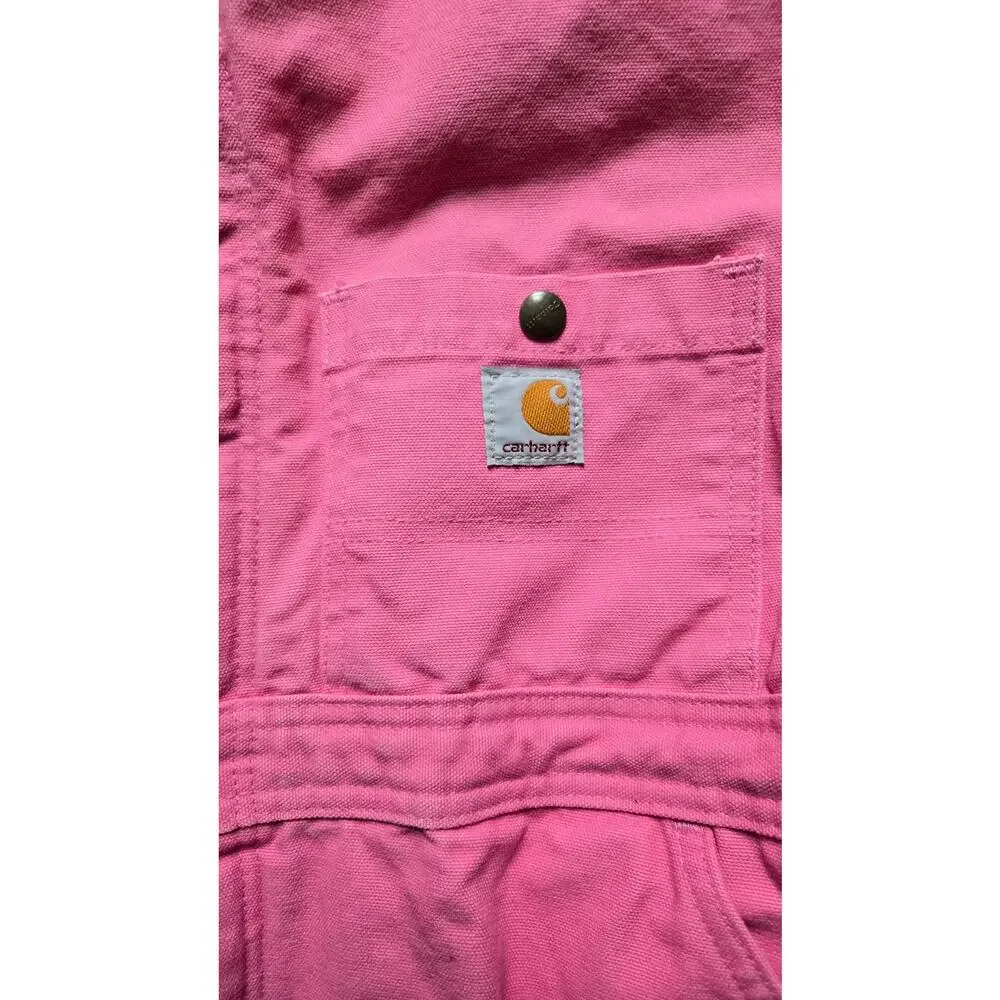 Carhartt Womens Pink Insulated Overalls Bib Utility Work Wear 8x32 - Picture 3 of 13